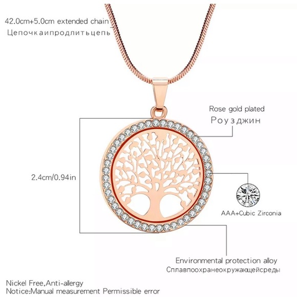 Tree Of Life Crystal Round Small Pendant Necklace - Picture 6 of 6